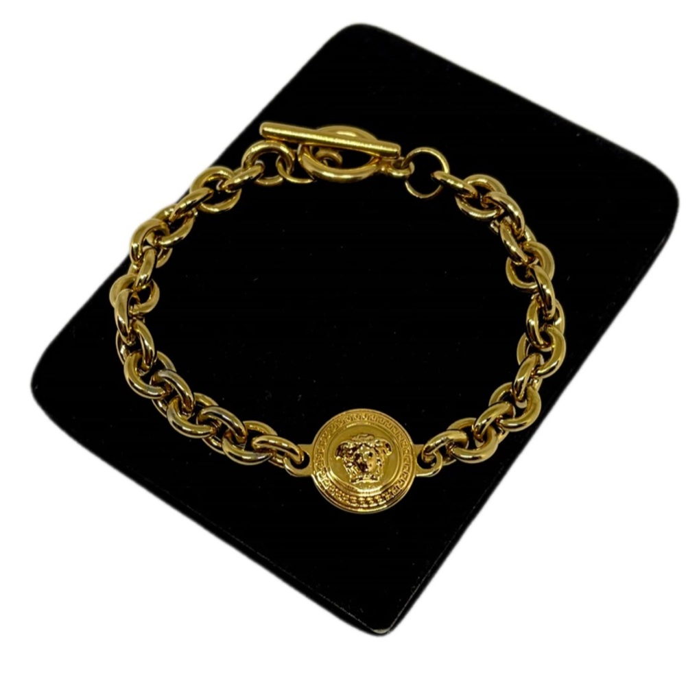 Authentic Versace Medusa Gold Coin Toggle Bracelet